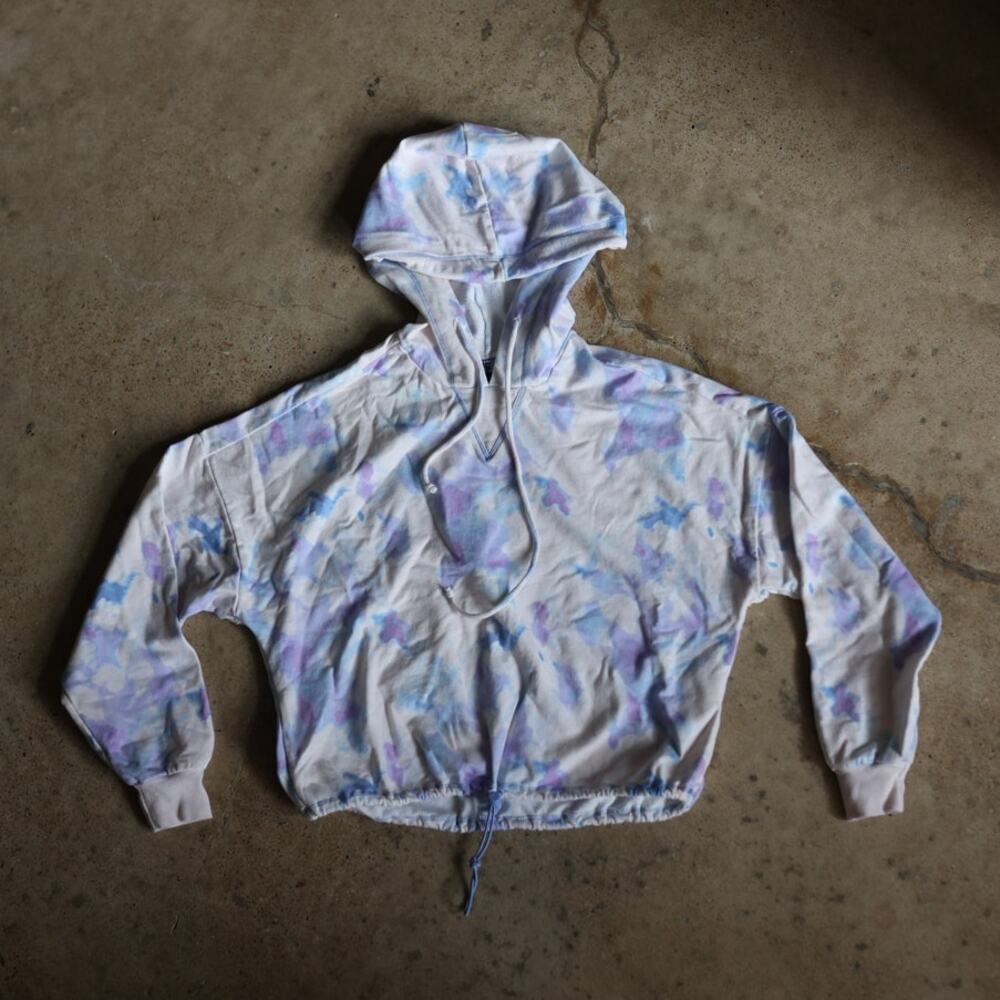 Vylette Y2K Pastel Tie Dye Cinch Cropped Hoodie Size M
